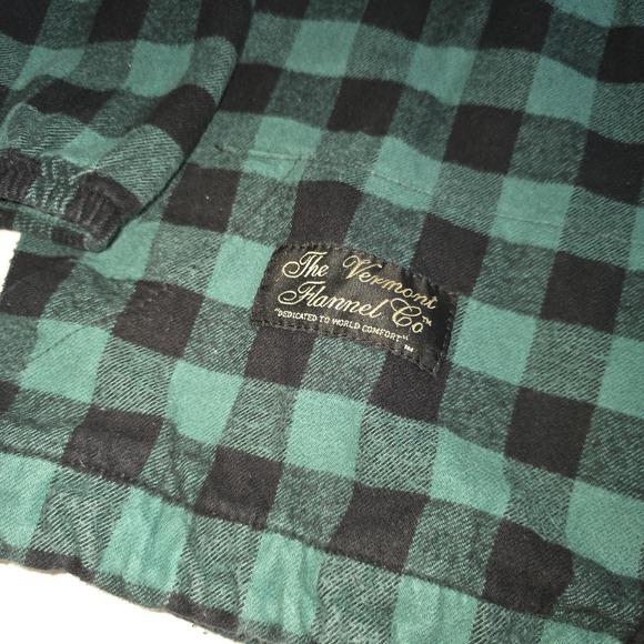Vermont Flannel Company Button Pullover Green/black Plaid Kids 10-12 100% Cotton - Picture 2 of 6